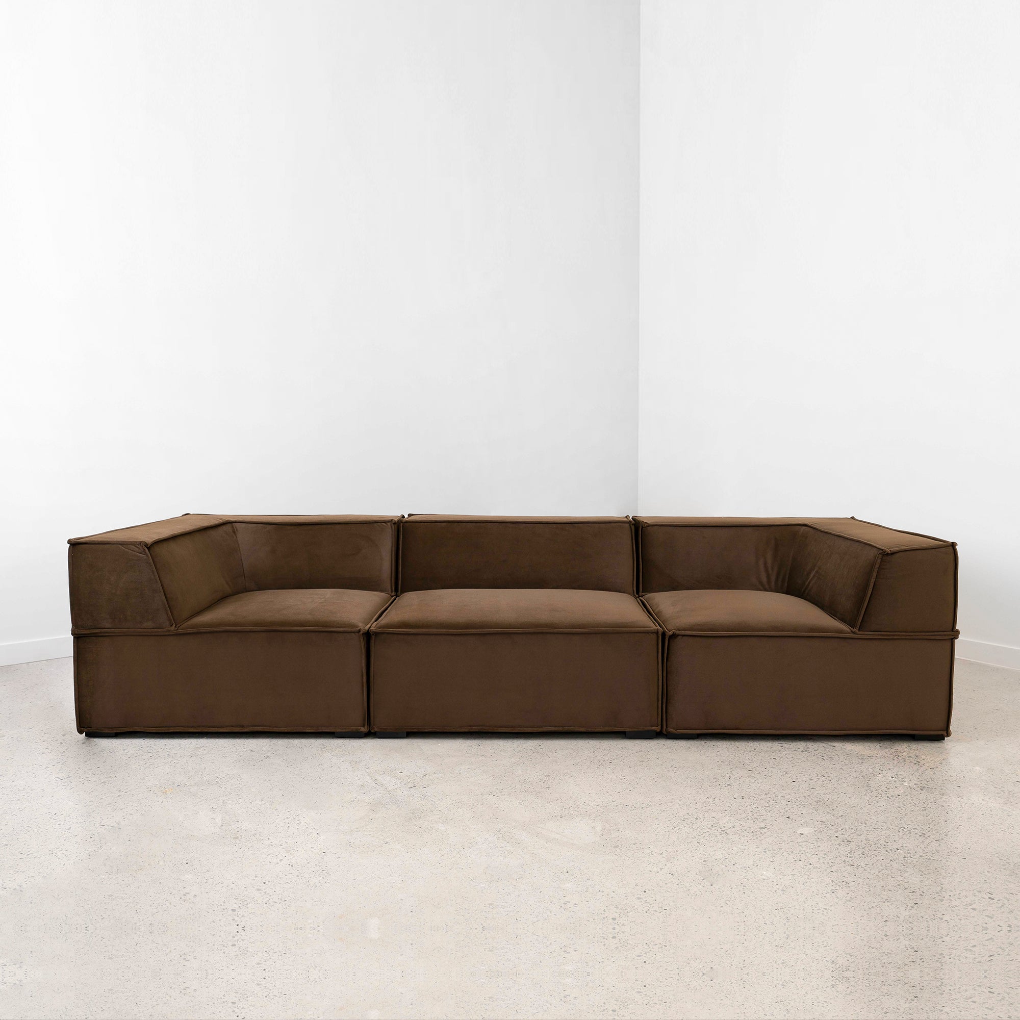 Trio Sofa Three seater in Brown Velvet