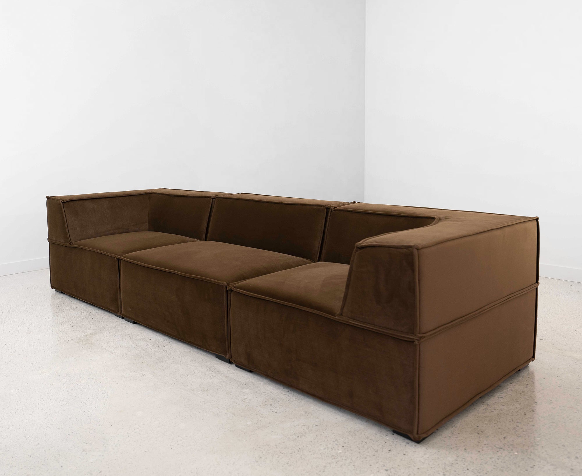 Trio Sofa Three seater in Brown Velvet