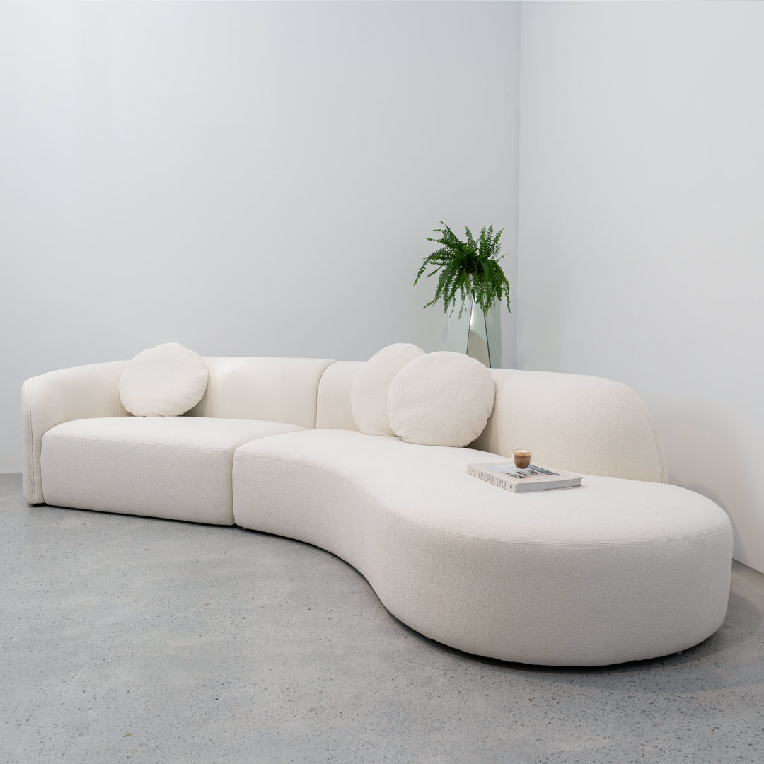 The Pebble Sofa in White Boucle