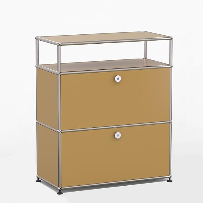 Chroma Cabinet - 1x2 Double Cabinet + Top small Shelf in Beige