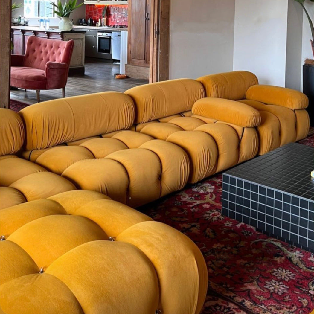 The Camo Replica in Burnt Yellow Velvet