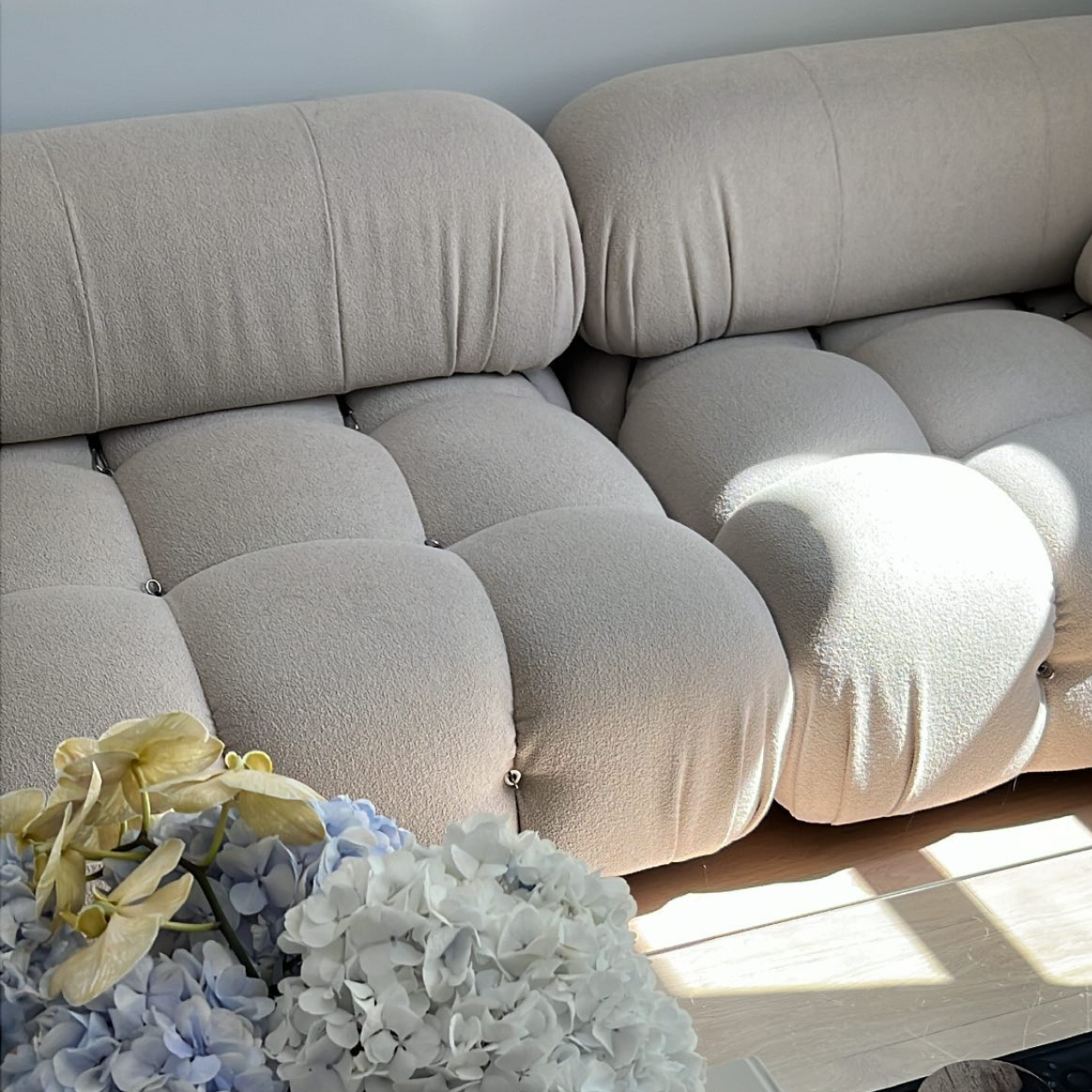 The Camo Replica in Sand Boucle