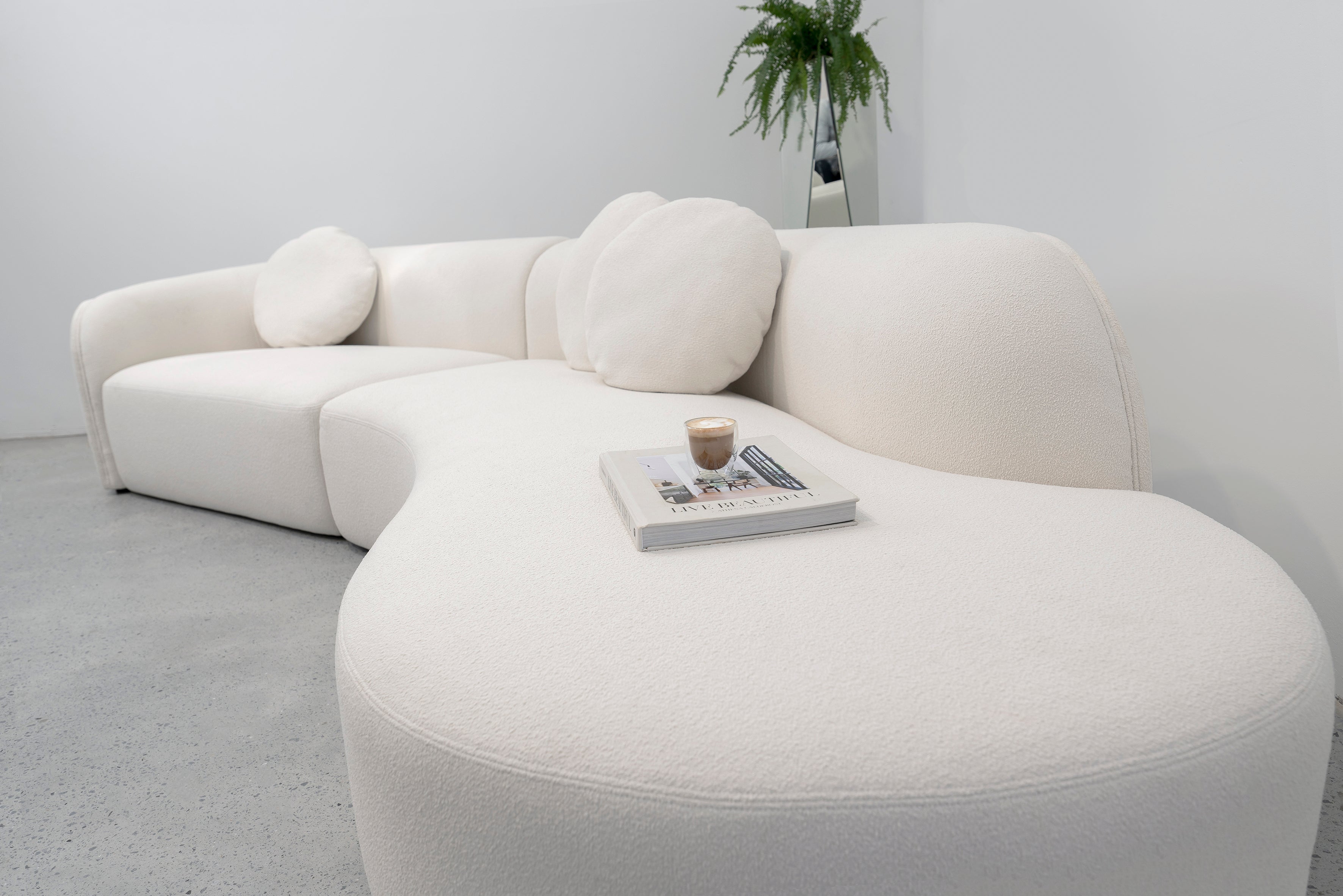 The Pebble Sofa in White Boucle