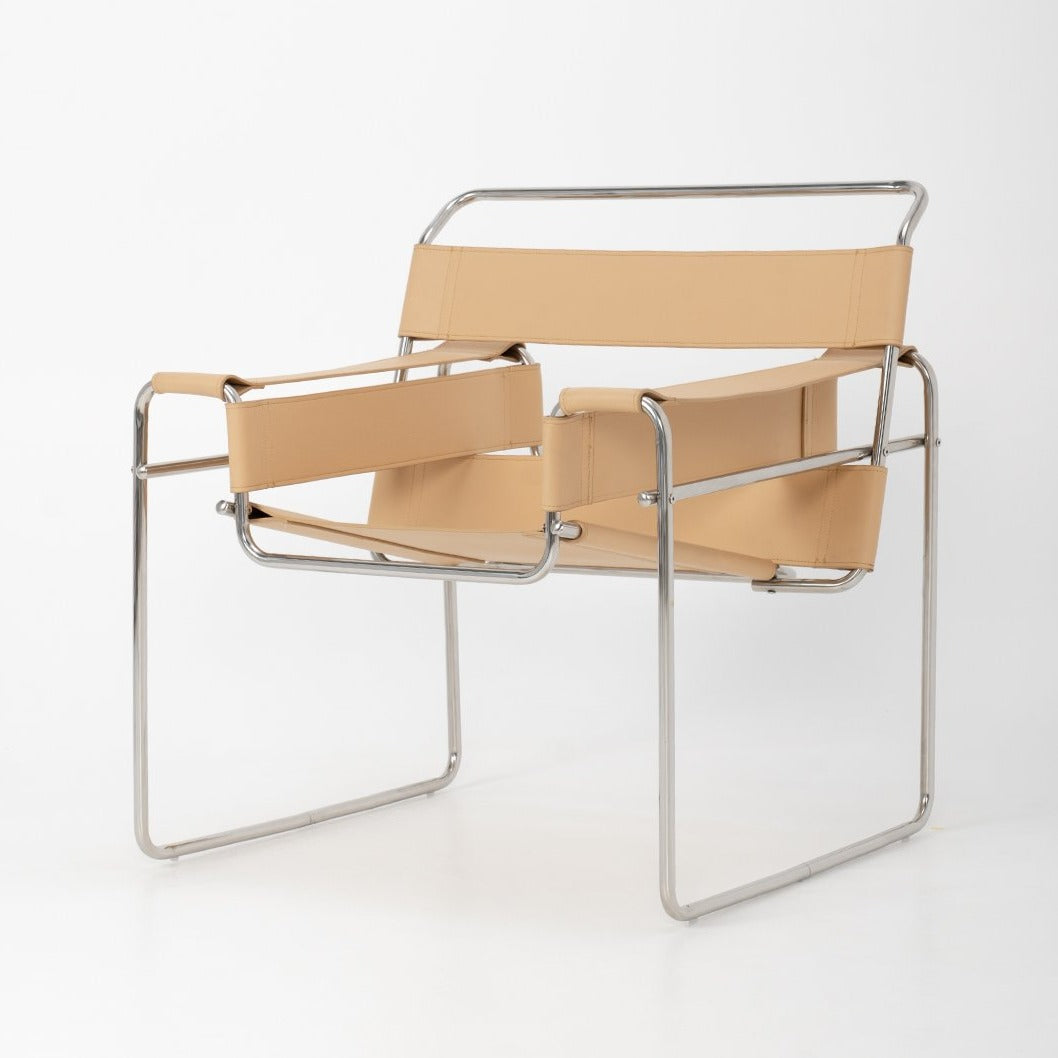 Breuer Chair in Nude Italian Leather - Replica