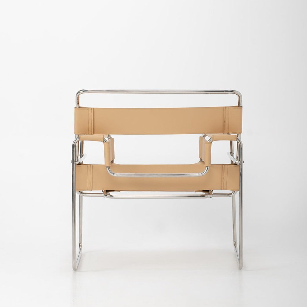 Breuer Chair in Nude Italian Leather - Replica
