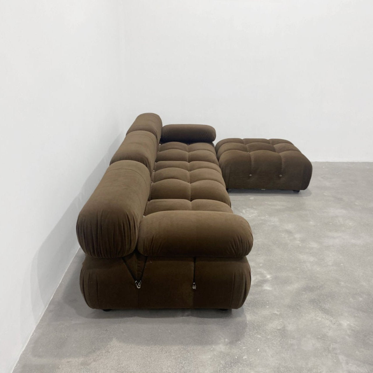 The Camo Replica 3-Seater + Ottoman in Brown Velvet