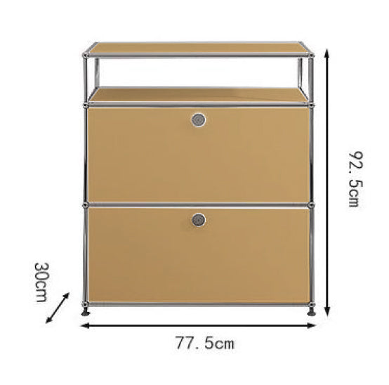 Chroma Cabinet - 1x2 Double Cabinet + Top small Shelf in Beige