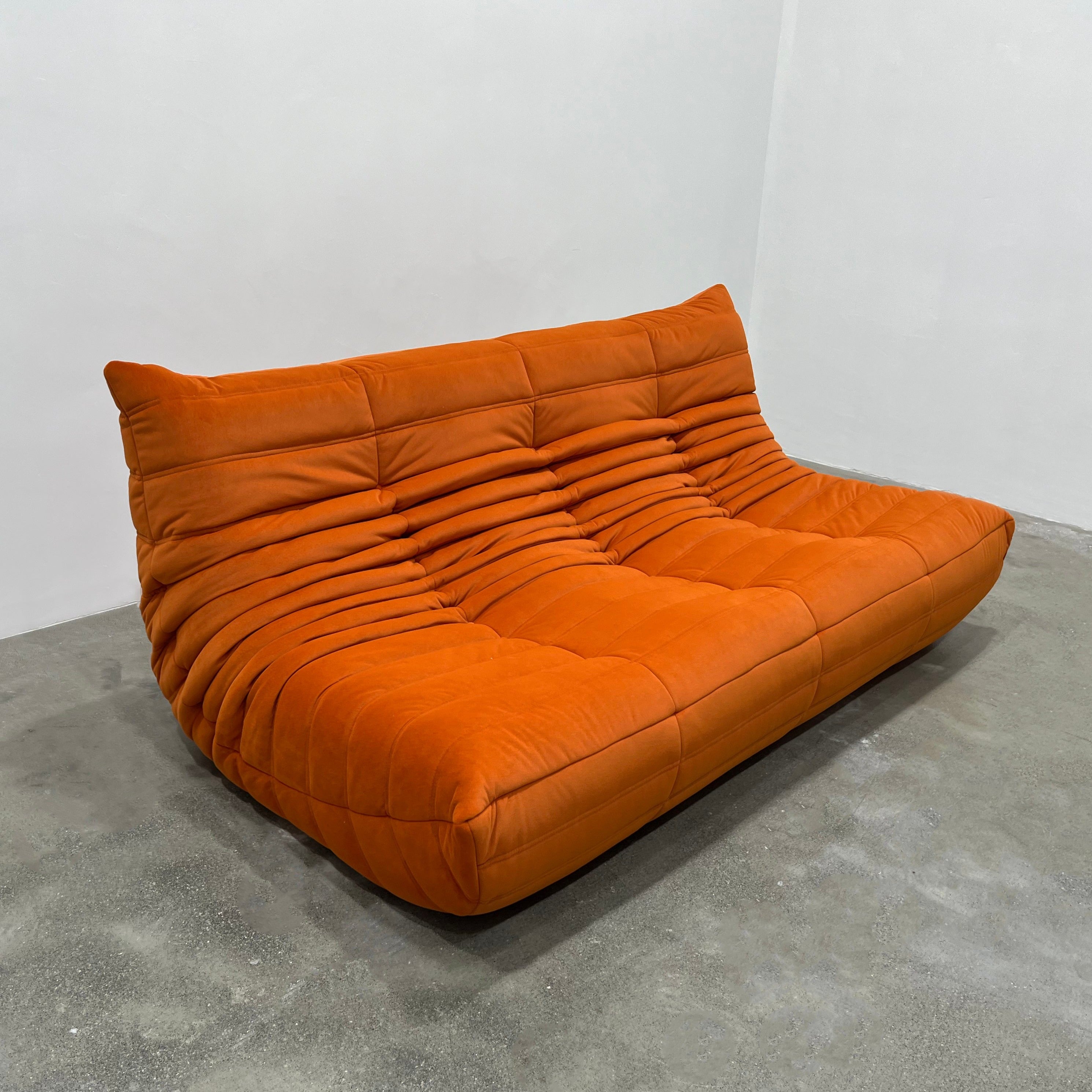Cocoon Sofa in Orange Velvet