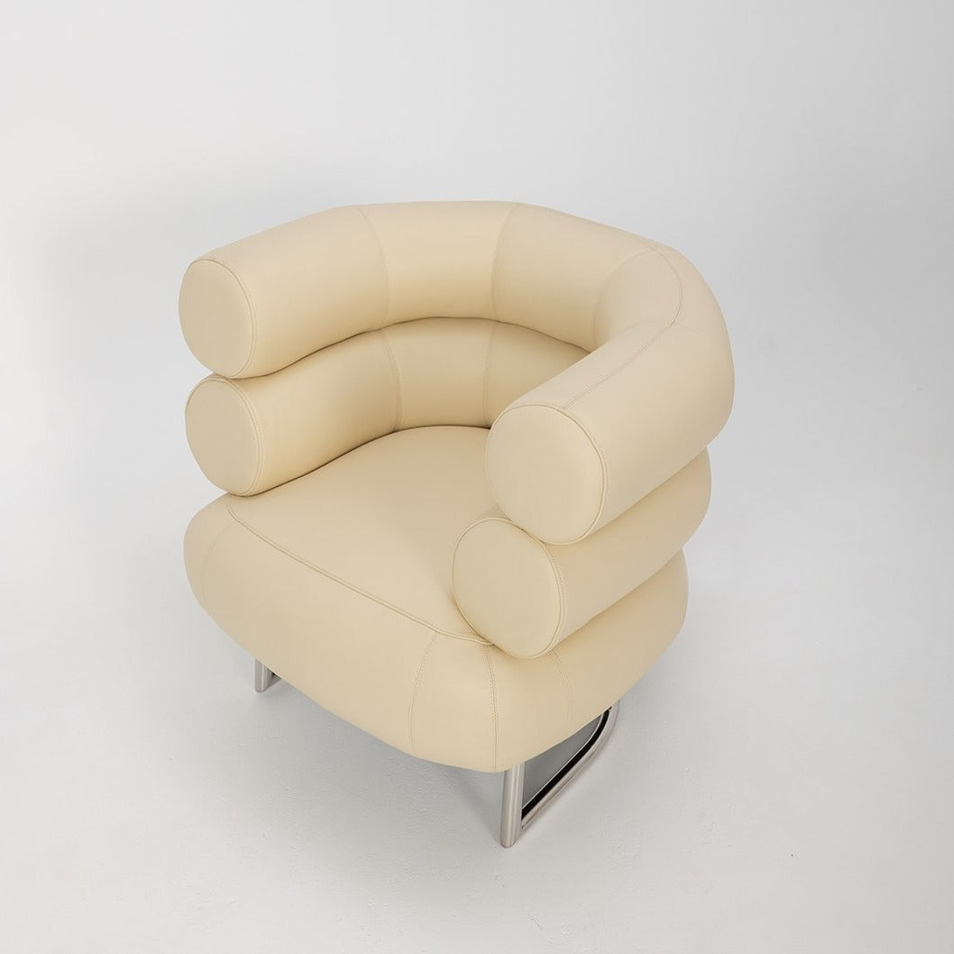 Bibendum Chair in Bone Italian Leather - Replica, slight side profile