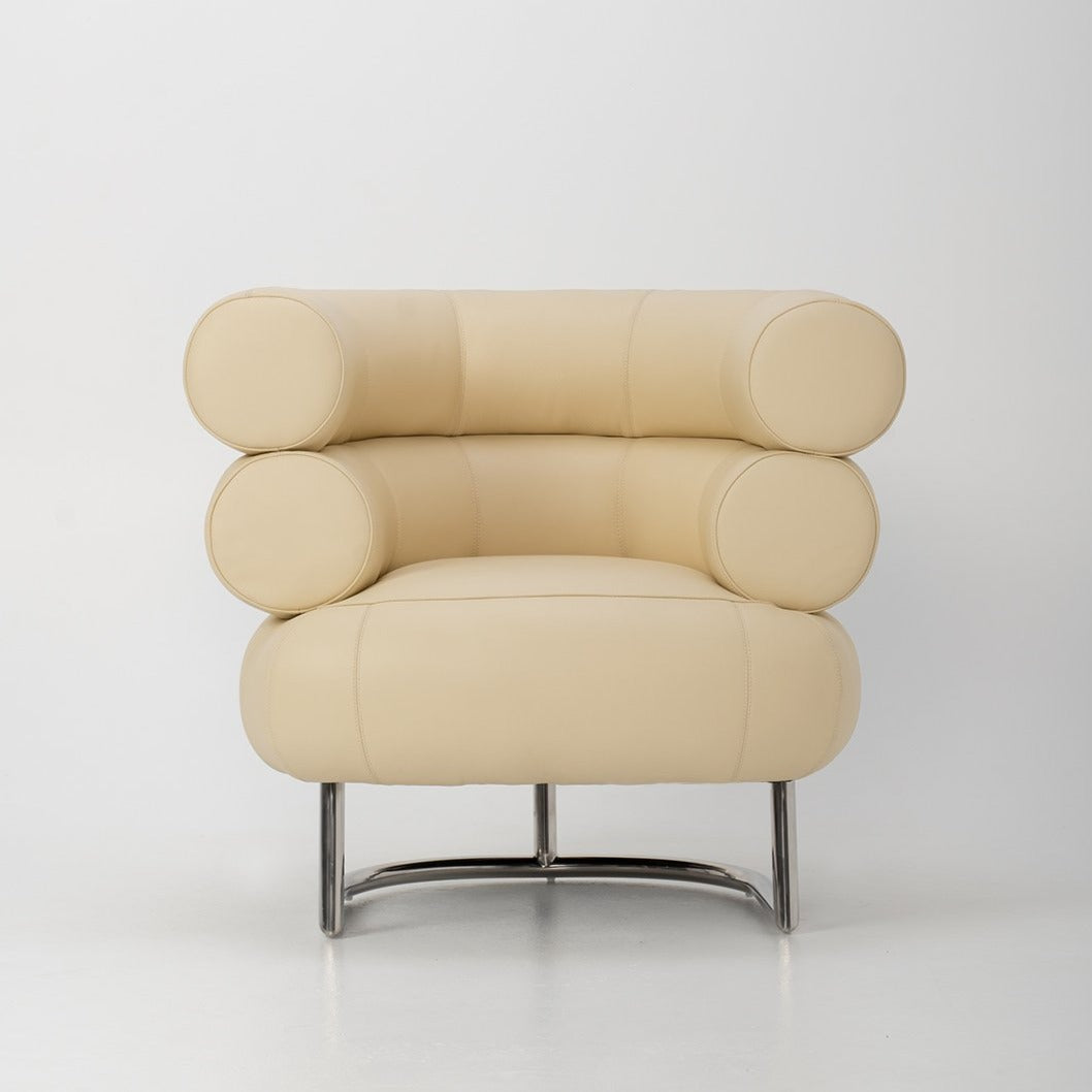 Bibendum Chair in Bone Italian Leather - Replica, low front view. 